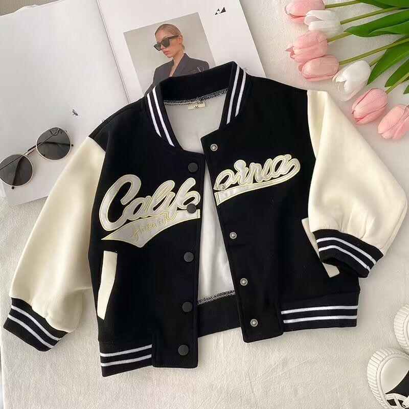 Children's Jackets Spring and Fall Girls' Baseball Uniforms Chic Tops Sports Jackets