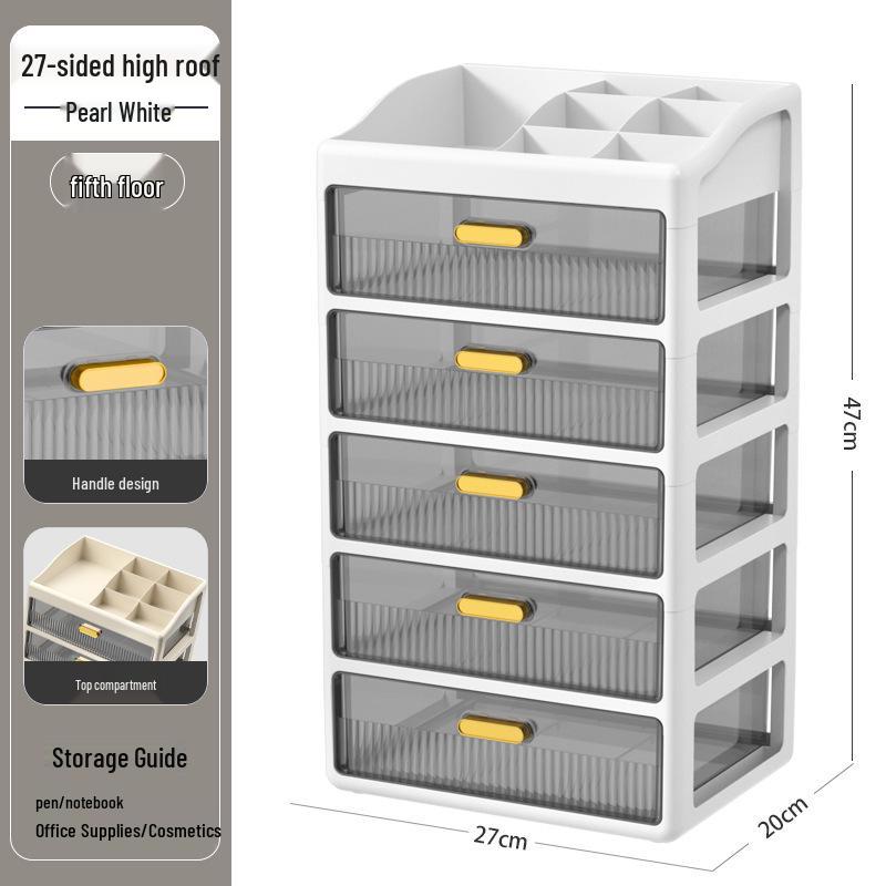 Multi-layer Desktop Organizer: Drawer-Type Storage Box for Office Supplies, Stationery, and Cosmetics