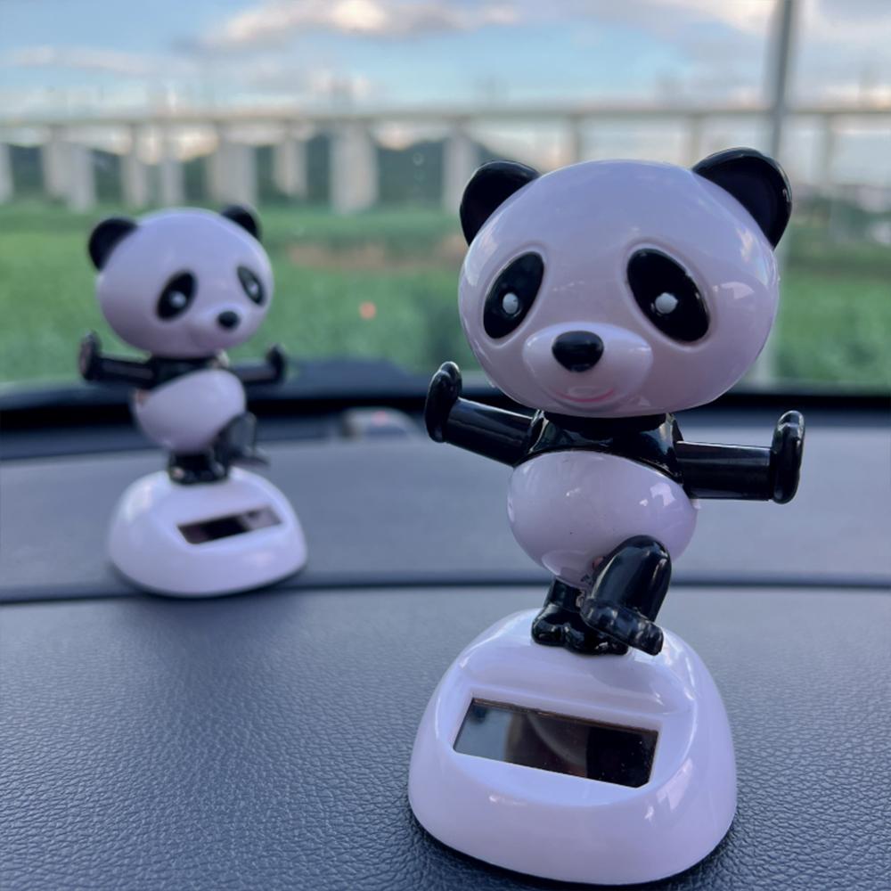 Panda Bobblehead Car Decor - Cute Nodding Panda Dashboard Ornament, Fun Home & Office Desk Decoration