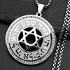 Hebrew Star of David Rhinestones Pendant Necklace for Women Men Stainless Steel Gold Color Je Prayer Male Chain Jewelry