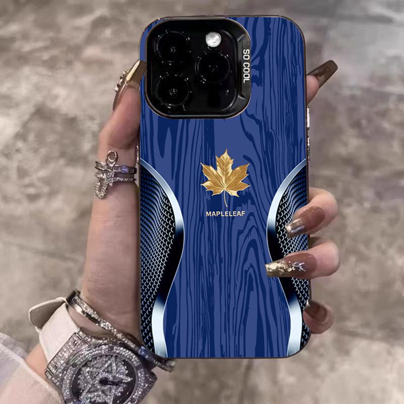 Gold Maple Leaf Wood Grain Phone Case For IPhone 17 17E 16E 16 15 14 13 12 11 Pro Max 16 Plus Bumper Shockproof Hard Coque Cover iphone 12 Pro