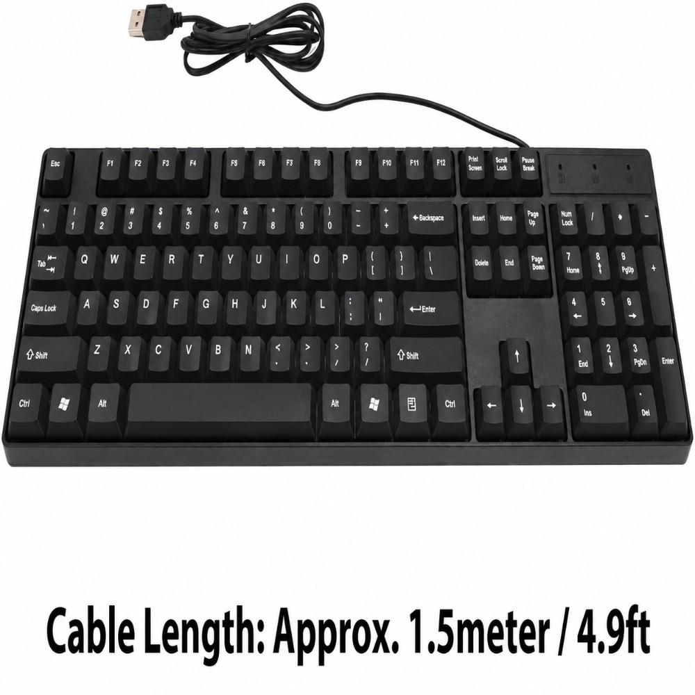 104 Keys Wired Keyboard 1.5m Cable USB Keyboard Stable English Keyboard Home