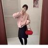 Early Spring New Love Buckle Lapel Loose Simple Temperament Knitted Cardigan Women's New Solid Color Sweater Jacket