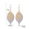 Earrings Leaf Earrings Gold Simple Double Layer Hollowed Out Leaf Earrings Vintage Double Layer Teardrop Straw Large Circle Women's Earrings