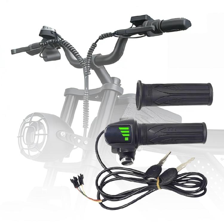 Manetka gazu do roweru elektrycznego z wyświetlaczem prędkości LCD Gumowy uchwyt Pełna manetka obrotowa 36V 48V Do rowerów elektrycznych