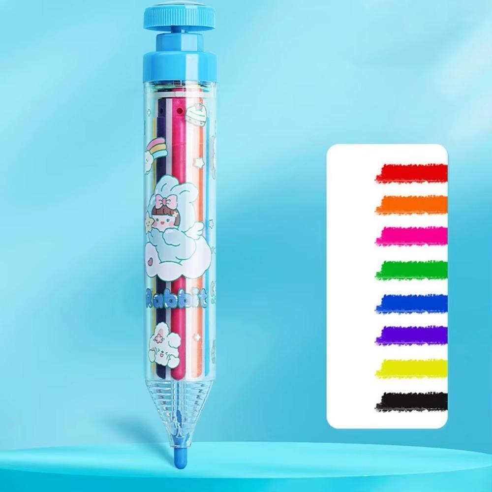 Rotate Kids Crayons 8-in-1 Pressing Crayons New Drawing Pen  Art Graffiti Set
