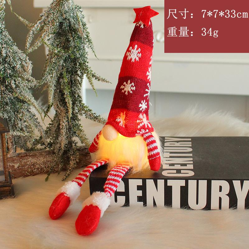 Christmas Scene Dress Up Props Luminous Seated With Lights Knitted Forest Man Doll Ornament