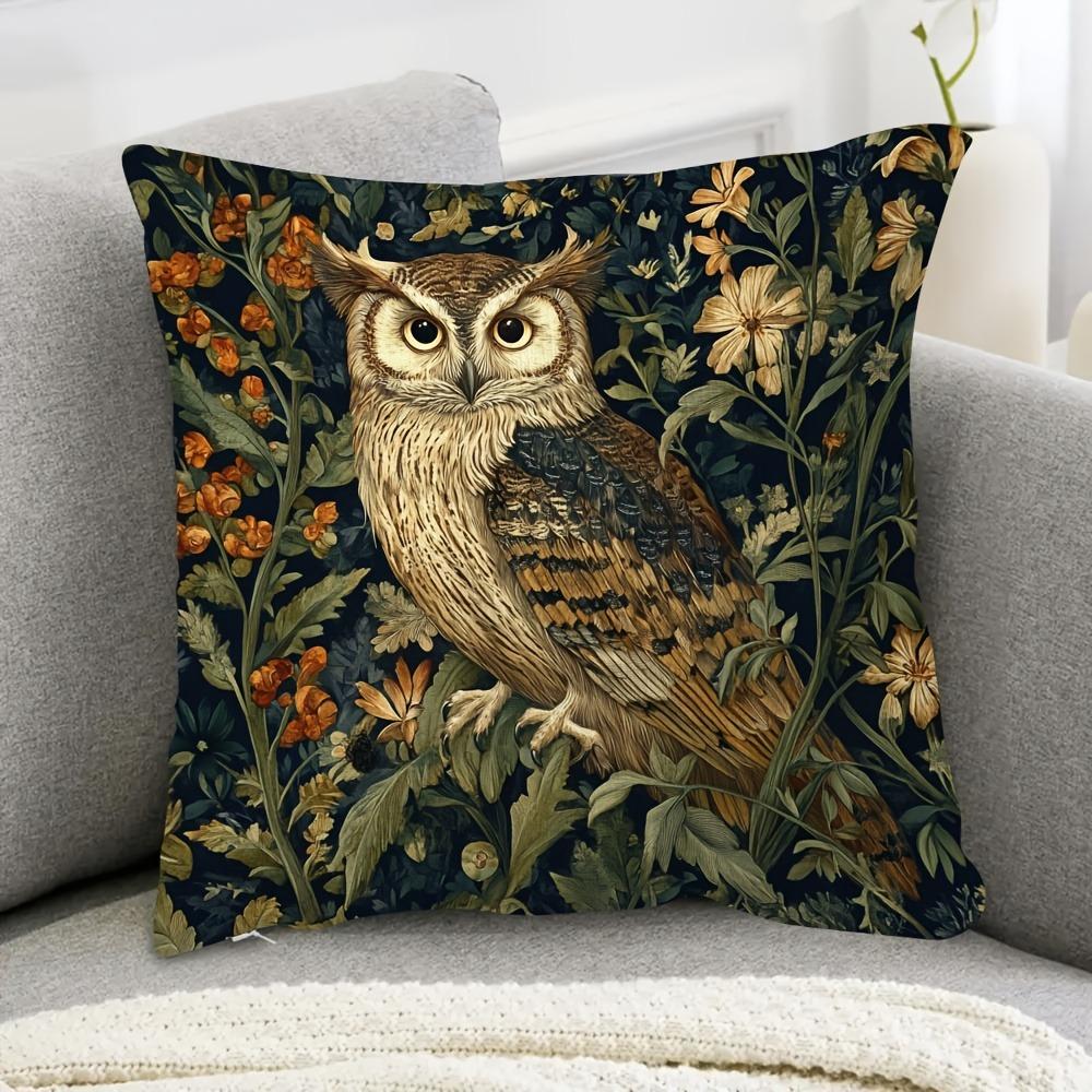 1 шт. Винтажная наволочка в стиле Уильяма Морриса с лесным филином и цветочным узором 40x40cm/16x16inch