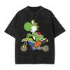 Super Marios Yoshi Washed T Shirts Streetwear Hip Hop Vintage TShirt  Tees Unisex Women Short Sleeve Oversize Graphic Printed