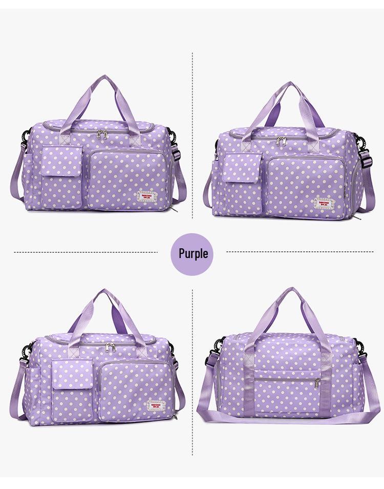 Stylish Polka Dot Travel Bag: Large Capacity, Wet/Dry Separation, Ideal for Business Trips & Fitness