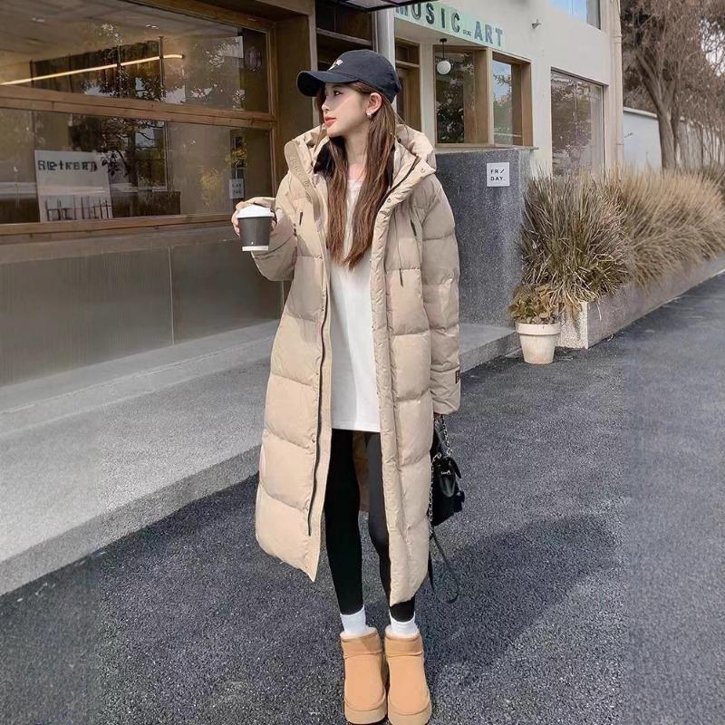 

Высококачественный пуховик из гусиного пуха средней длины и до колена, женский зимний новый приталенный теплый пуховик XL хаки