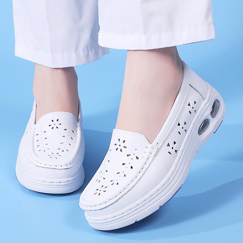 

Летняя нескользящая кожаная обувь для медсестер: Двойная воздушная подушка, Толстая мягкая подошва, Дышащие, Удобные для медицинской работы Size 37