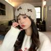 Women's Autumn and Winter Sweet and Versatile Bow Knitted Wool Hat Korean Style Big Head Surround Head Hat Warm Cold Hat New
