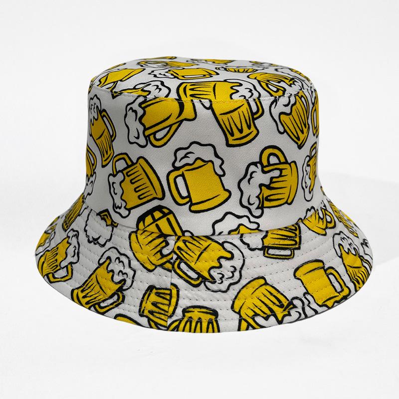 Klasyczny dwustronny kapelusz bucket modny graffiti wiosna i lato nowy retro daszek przeciwsłoneczny
