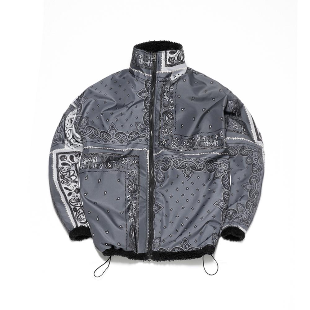 Fm91.02 Teddy Bear & Paisley Reversible Jacket Black