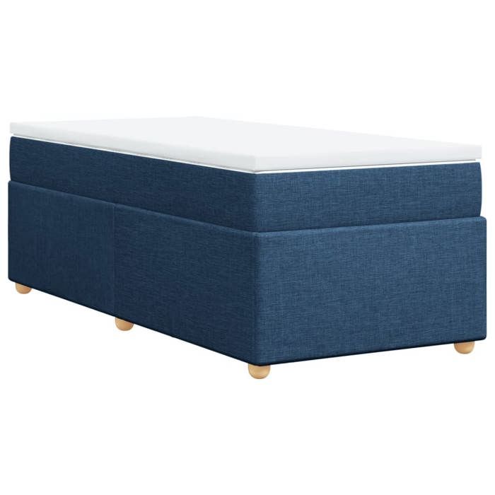 VidaXL Sommier à lattes de lit avec matelas Bleu 90x190 cm Tissu, lit, lit à plate-forme, lit à panneaux, meuble de chambre 3285344