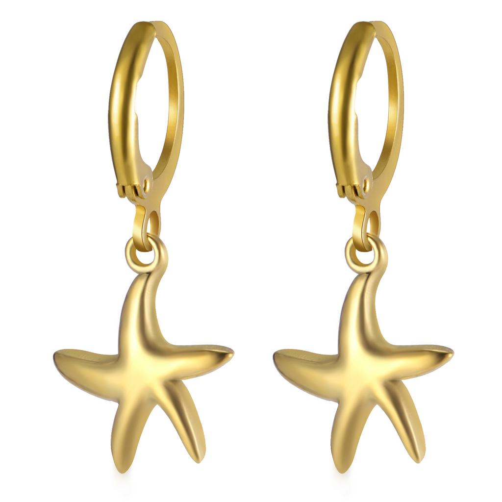 Heart Shaped Starfish Sun Pendant Hoop Earrings For Women Fashion Jewelry Gift