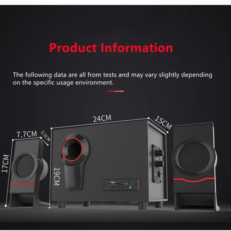 2.1 Multimedia Bluetooth Audio System Home Theater Surround Computer Active Combination Wooden Speaker AUX USB Cable Post TV PC