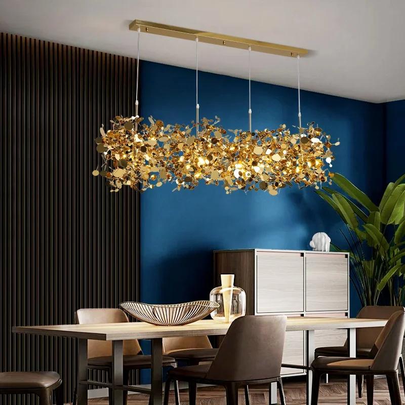 Modern Restaurant Chandelier Stainless Steel Lighting Fixtures Luxury LED Chandelier Coffee Shop Decoration Home Appliance