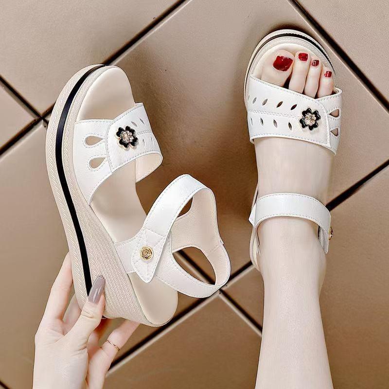 

Туфли на среднем каблуке, удобные, новые летние на плоской подошве, универсальные, модные, на мягкой подошве-маффин, на танкетке, летние сандалии 36