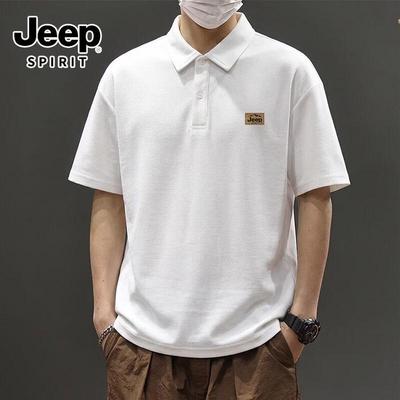 JEEP SPIRIT Men's Summer Loose Fit Pique Polo Shirt