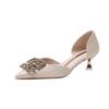 185-A1 French spring new hollow single shoes Internet celebrity professional pointed thin heel versatile rhinestone square buckle 5cm women
