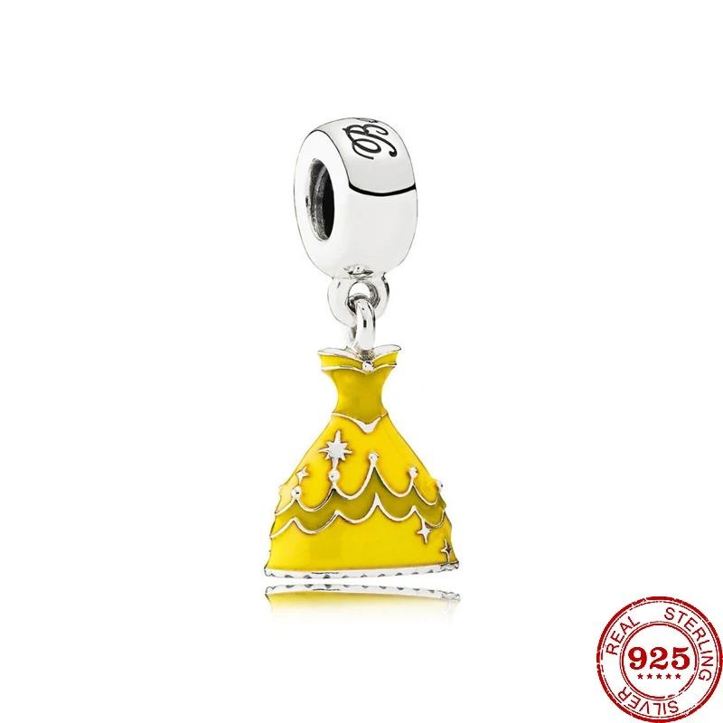 S925 Silver Disney Princess Charms Mermaid Elsa Belle Snow White Beads Fit Original Bracelet DIY Pendant Women Jewelry