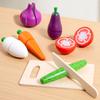 Pretend Cutting Play Food Wooden Toys,Children's Kitchen Educational Early Learning Enlightenment Colorful Food Awareness Game