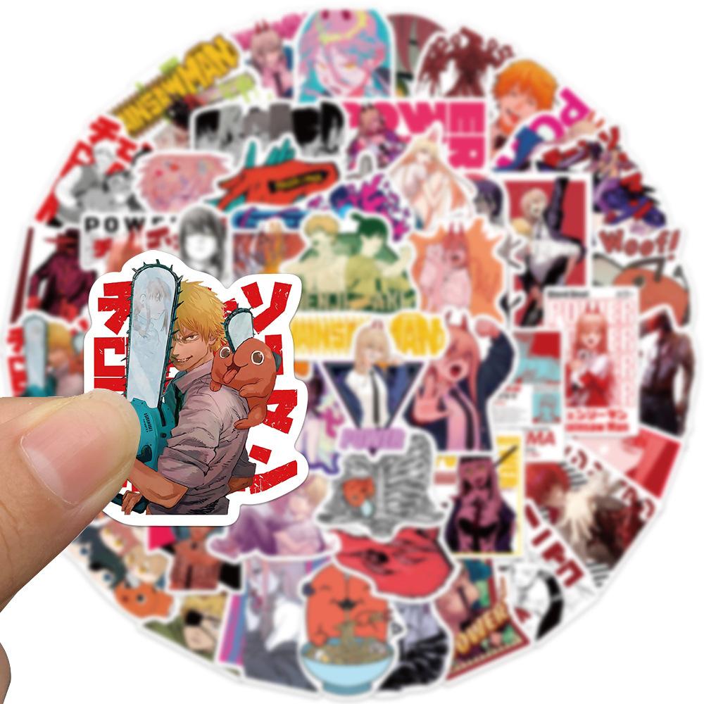 50 Latest Anime Chainsaw Man Graffiti Stickers Decorate Suitcase Guitar Notebook DIY Waterproof Stickers