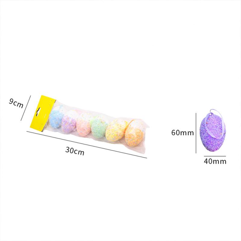 6 Pcs/set Brightly Colored Easter  Eggs Lightweight Simulation Egg Pandent With Rope Reusable Diy