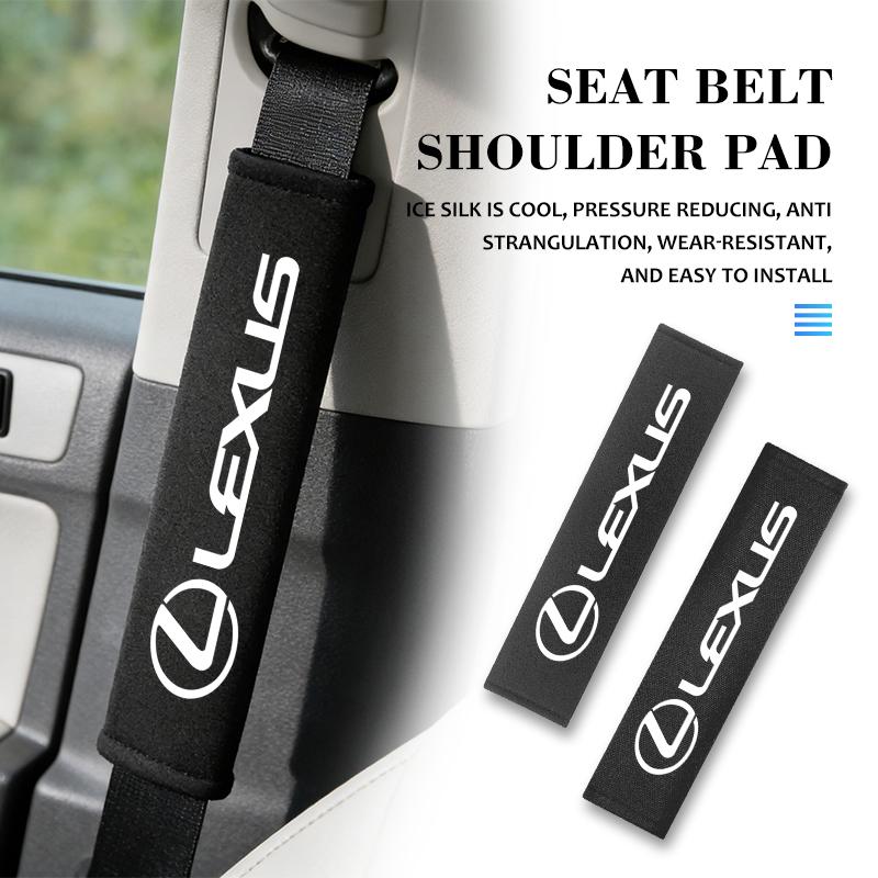 For Lexus 1/2pcs Ice Silk Car Styling Emblem Leather Seat Belt Cover Accessories CT ES GS NX IS250 CT200h IS300h ES300h ERX400h FX6