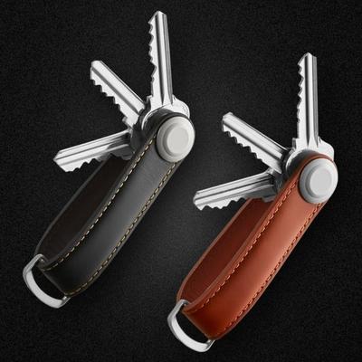 Creative Cowhide Key Storage Device Multifunctional Stainless Steel Keychain Men's Waist Hanging Car Pendant Business Gift