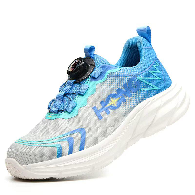 High-Top Safety Shoes with Rotating Button, Anti-Smash, Anti-Puncture, Wear-Resistant, No-Tie Laces