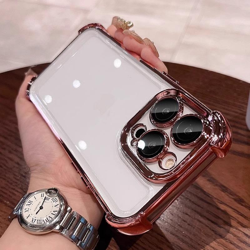 Applicable To IPhone17 Electroplated High Breathable Bag Four Corner Anti Fall Mobile Phone Case Apple 16 Comes with Lens Film Protection Case