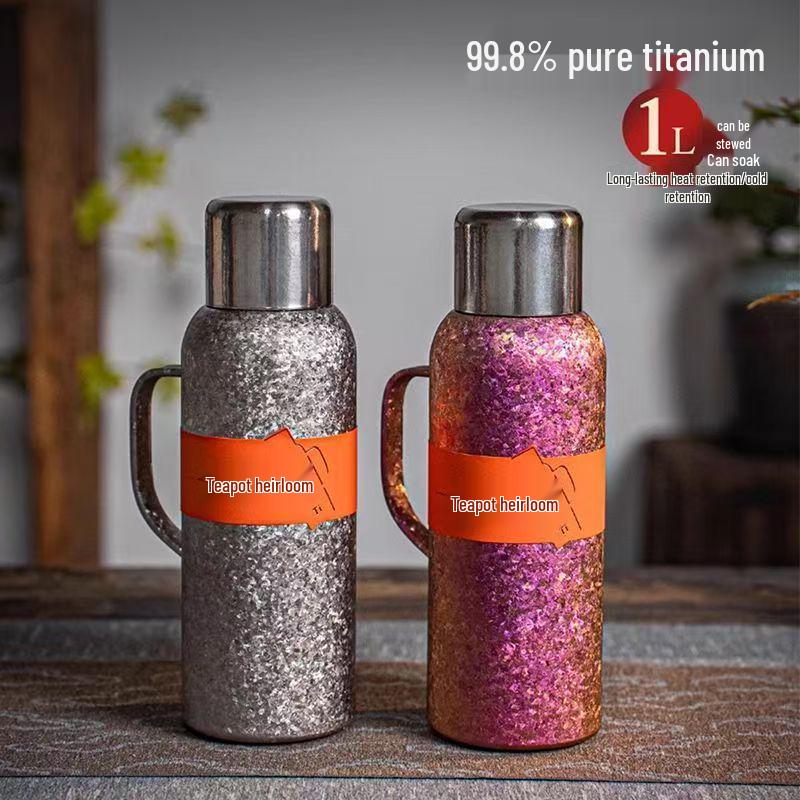 Pure Titanium Large-Capacity Insulated Kettle with Temperature Display - Portable Moka Pot for Home or Outdoor Travel