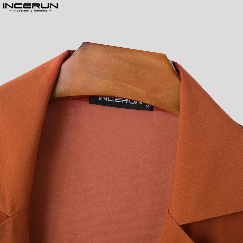 INCERUN Camicie da uomo con collo a revers, maniche lunghe, bottoni, in rete trasparente