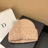Winter Warm Knit Hat With Rabbit Fur Sequins Ear Flaps Outdoor Use