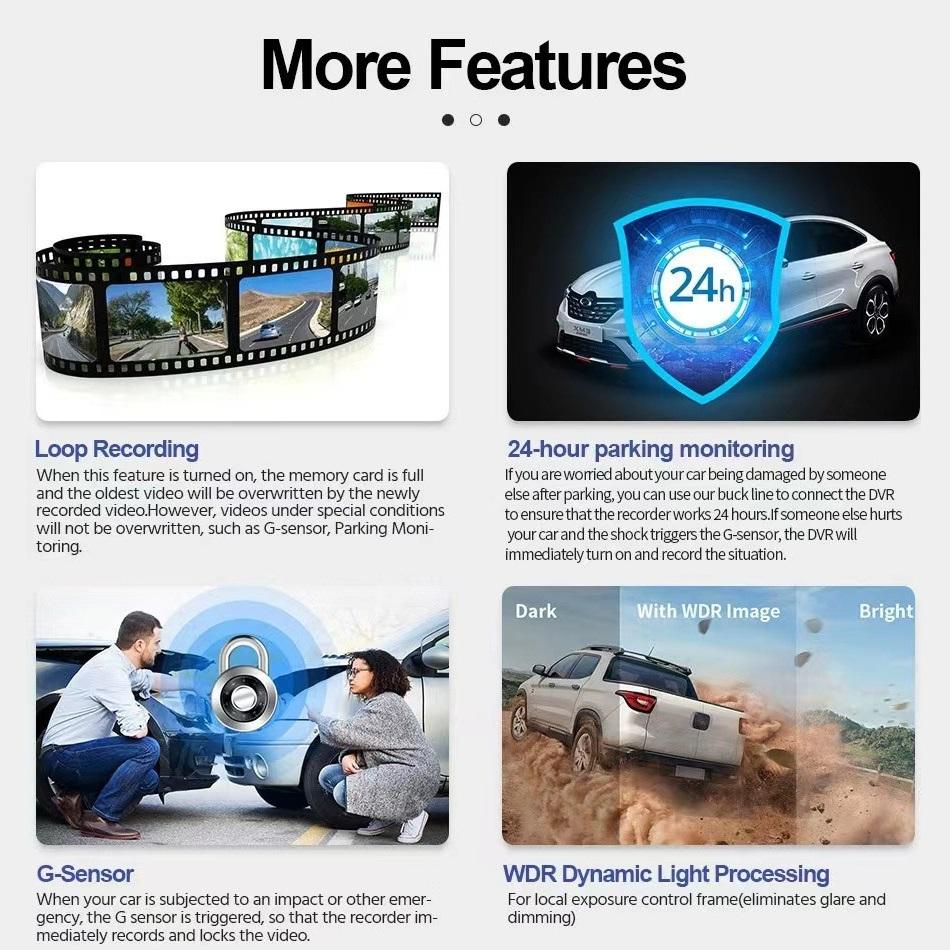 10 Inch Streaming Media Driving Recorder, Rearview Mirror, Three Lens WiFi High-definition with Reverse Rearview Touch Screen