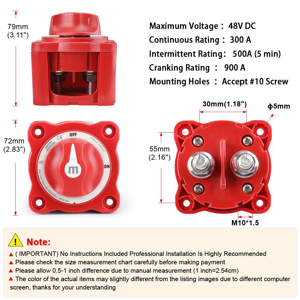 12V-48V 100A-300A Car RV Single tractor Circuit cutter Selector Isolator Disconnect Switch Rotary Battery Camper Accessories