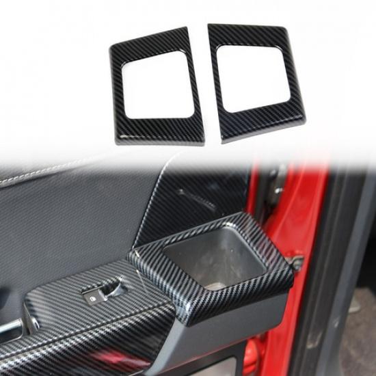 Carbon Fiber Style Rear Door Handle Cup Holder Panel Trims For Ford F-150 +