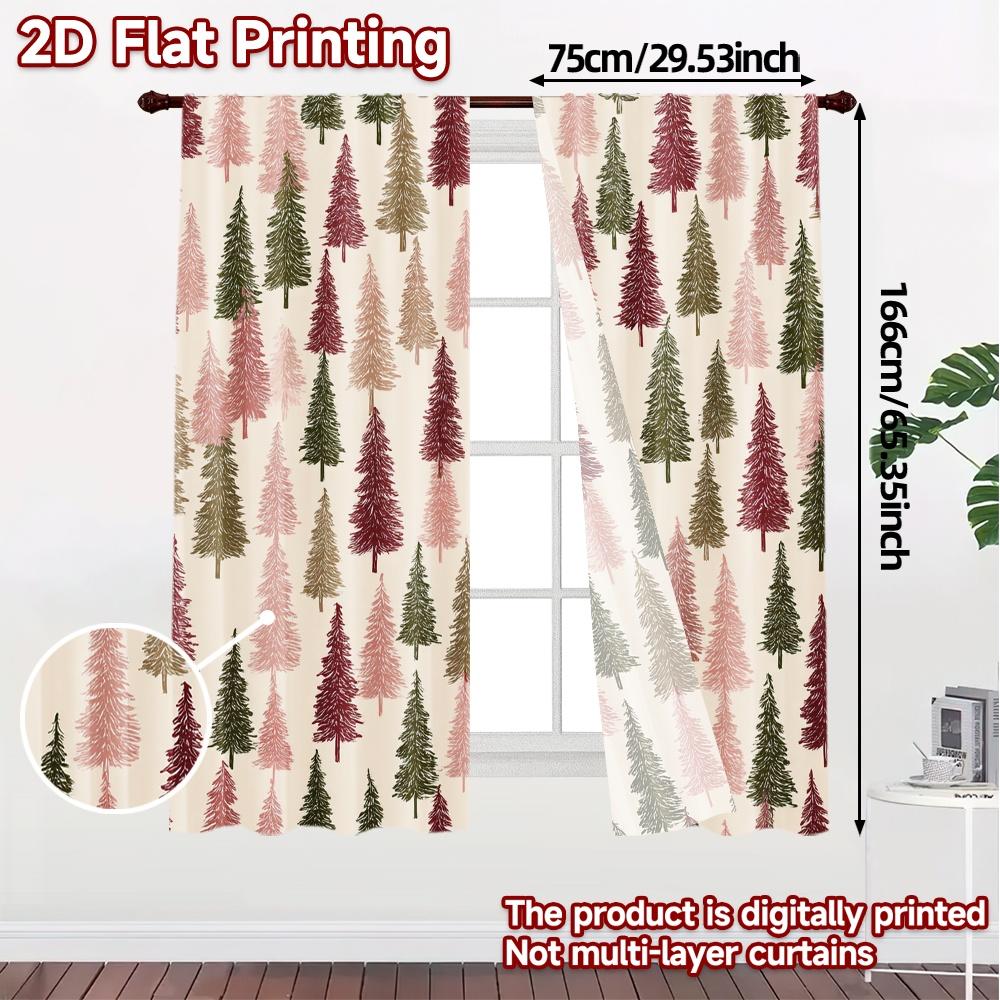 2D Flat Printing  JIT 2pcs   Curtains (Without Rod) Festive Forest(3) Creative Modern Curtains Durable Polyester Curtains Home