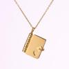18K Gold Plated Stainless Steel Engravable Book Necklace Pendant for Couples