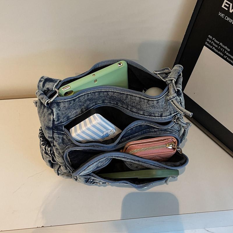 Vintage Multi-Pocket Denim Women's Bag Hand Shoulder Crossbody Bag