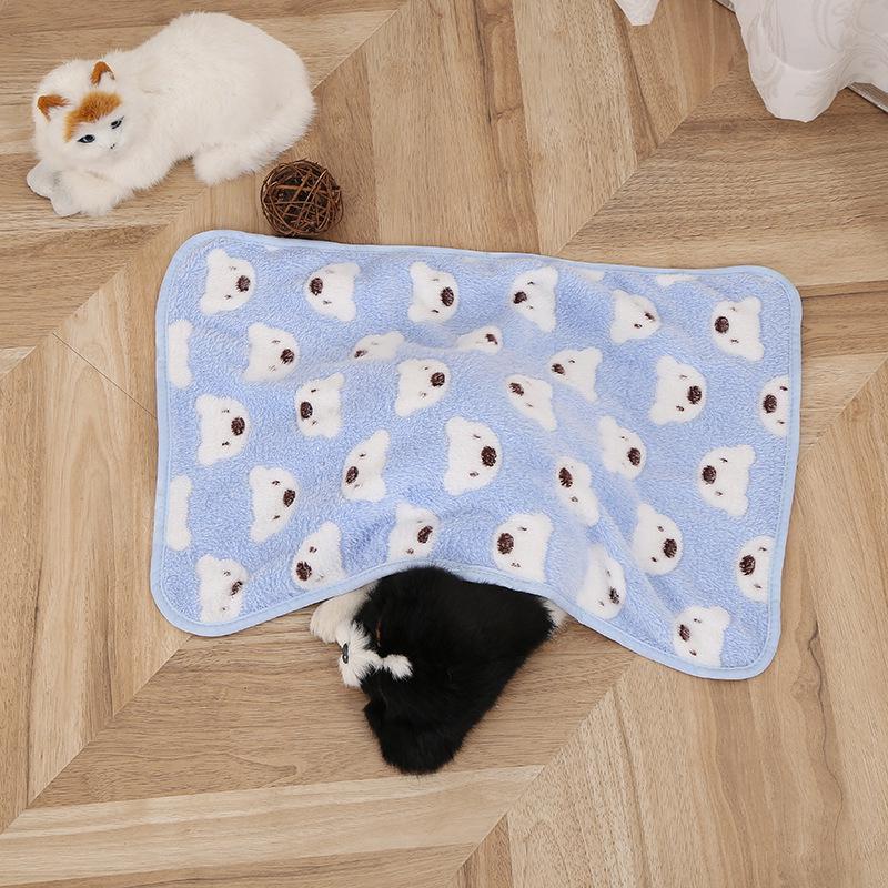 Winter Warm Cartoon Pet Bed: Thick Cat & Dog Sleeping Mat with Full Face Print