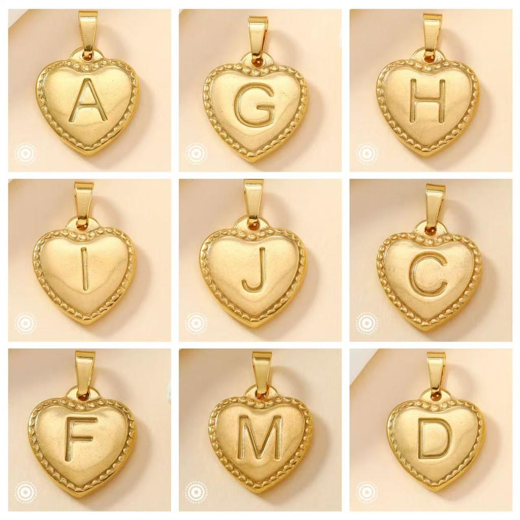 316L Stainless Steel Initial Necklace Letter Heart Pendant Chain For Women Jewelry Accessories