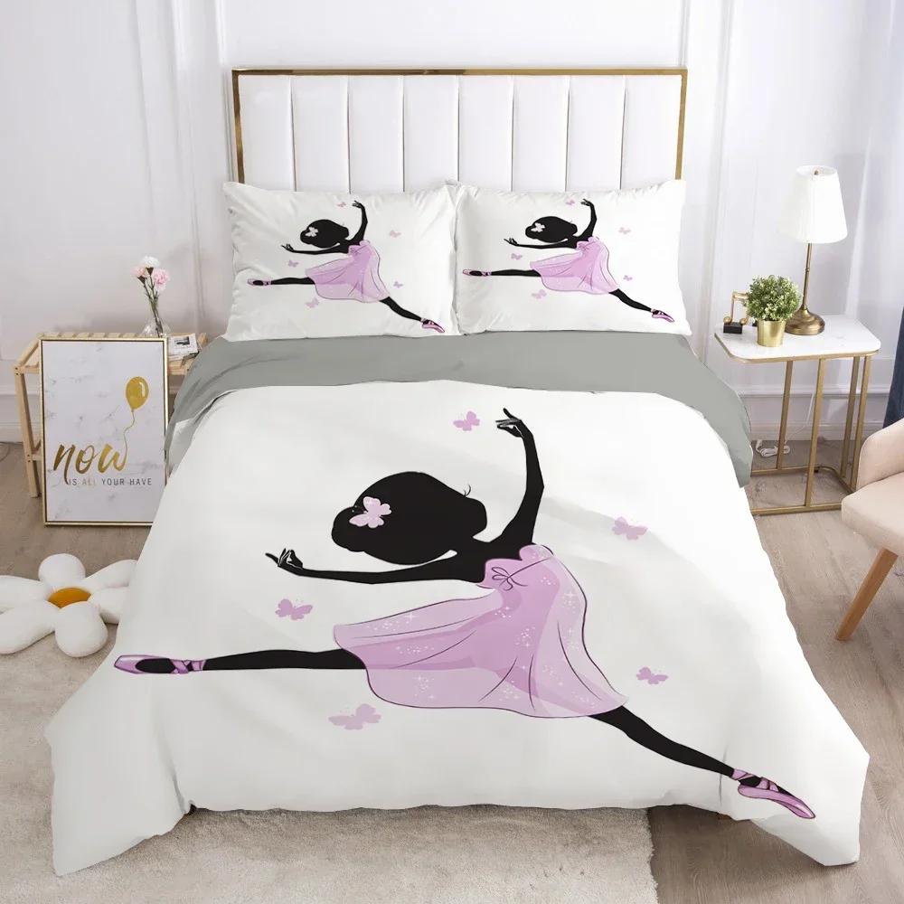 Dancing Girl Ballet Girls Comfortable Duvet Quilt Cover Pillowcase Bedding Set Children Bedroom Decoration Home Textile
