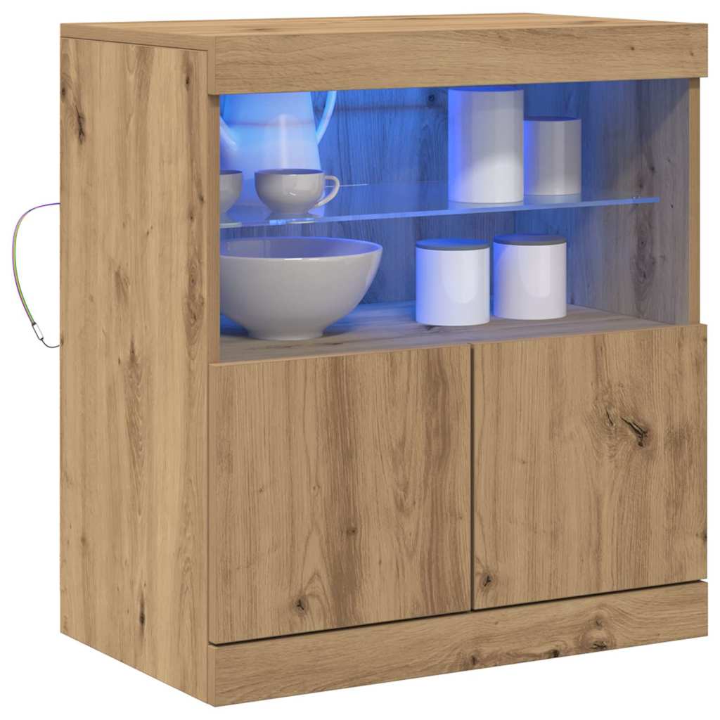 LED-Sideboard in Braun 60,5 x 37 x 67 cm Spanplatte