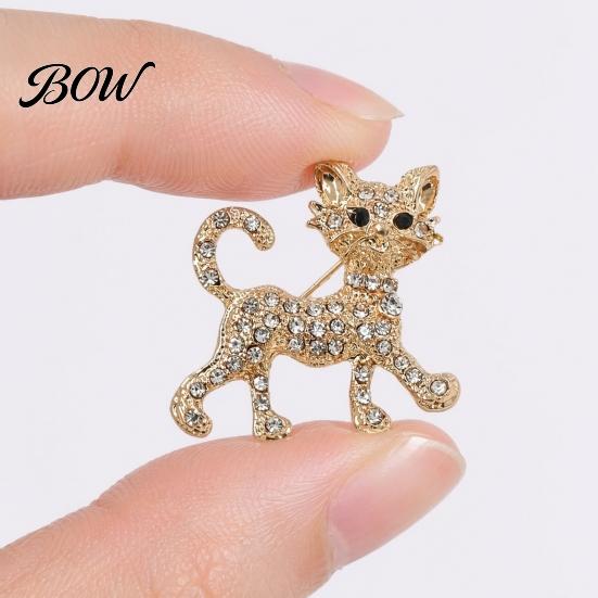 Rhinestone Cat Brooch Shape Pin, Kitten Lapel Pin Clip for Shaped Women Girls, Sweater Cardigan Coat Suit Decoration Jewelry Accessories