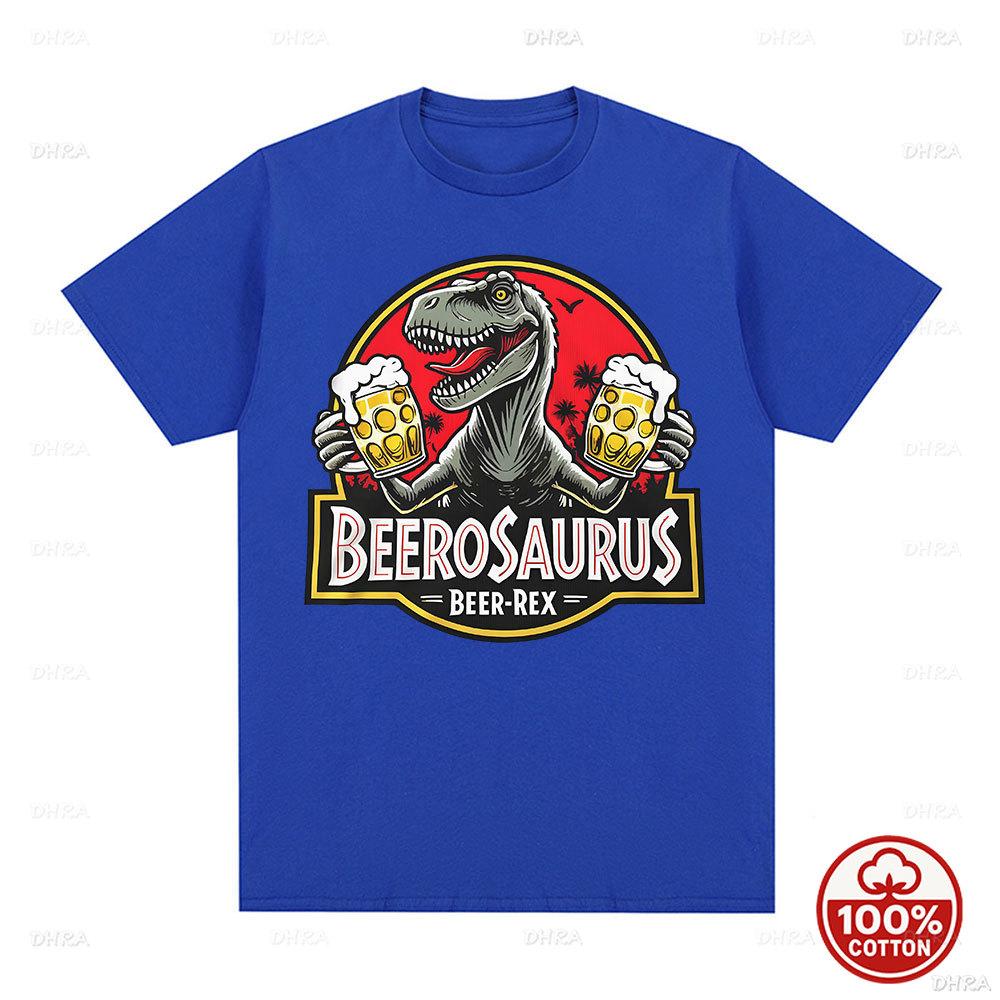Beerosaurus Funny Beer Rex Dinosaur TShirt Unisexs Unisex Clothing Fashion Casual Tshirts Cotton Oversized Short Sleeve Oneck Tee