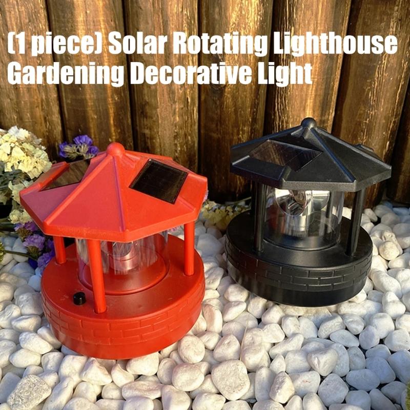 Automatic Solar Lighthouse Garden Light 360 Degree Rotating Lamp Plastic Outdoor Yard Decoration Easy Installation